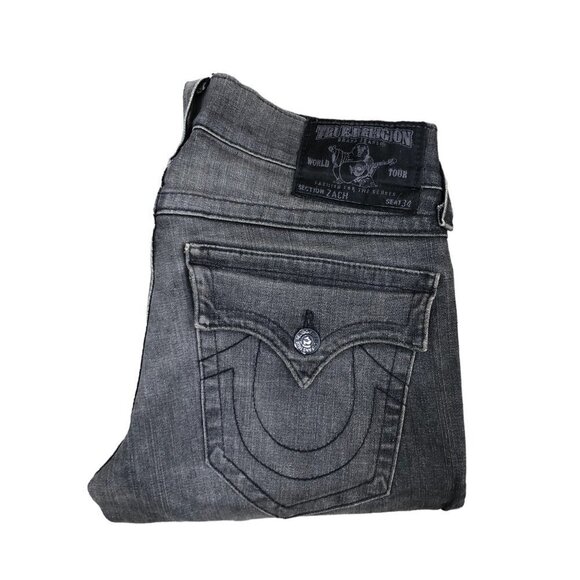 VINTAGE True Religion Jeans Size 31 ZACH Gray - Picture 3 of 7
